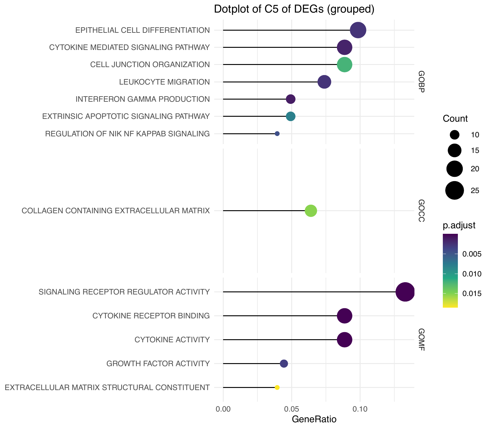 Over-representation analysis for selected terms, page 1 of 3