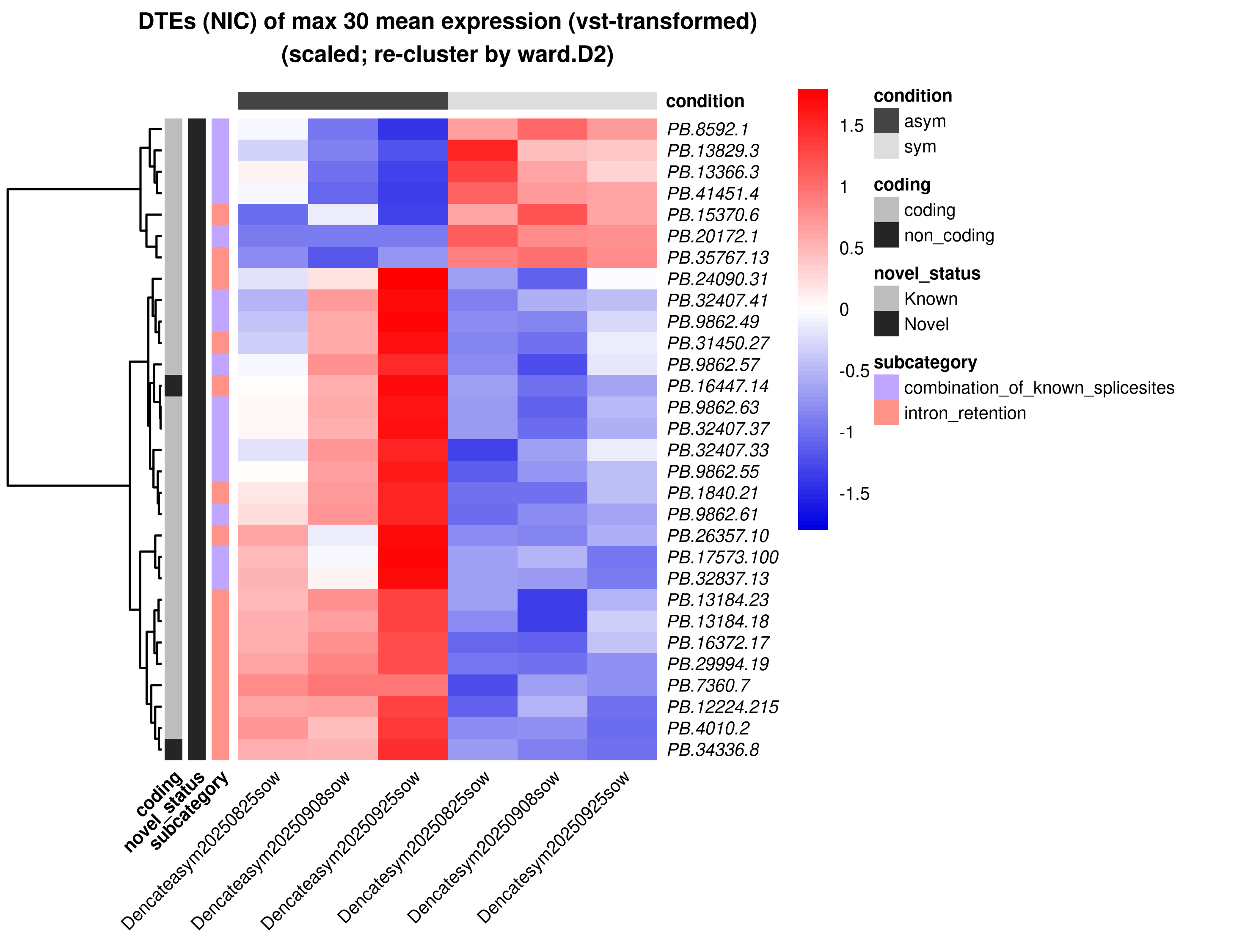 Top NIC isoform expression heatmap