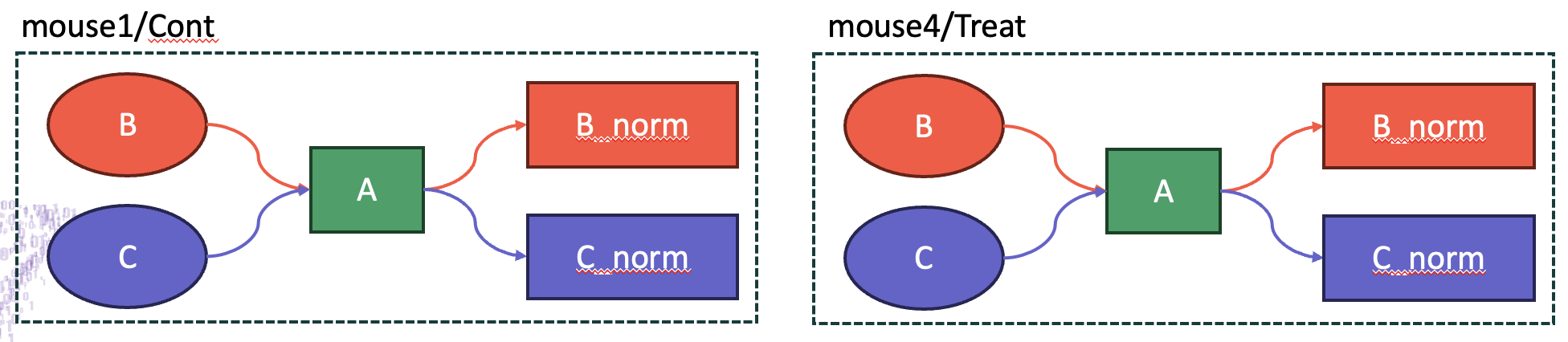 Within-individual normalization using sample A as the baseline
